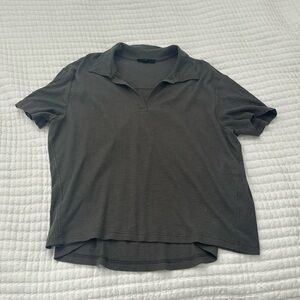 Size L Jane + Delancey gray oversized polo tshirt